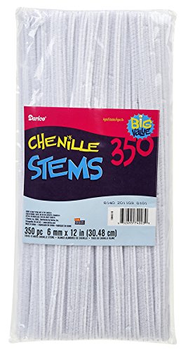 Book Cover Darice Chenille Stems (350pc), White - Perfect for Craft Projects - Classic Pipe Cleaners are Easy to Bend to Create Shapes, Objects - Great for Kids, Classrooms, Home and More - 6mm x 12