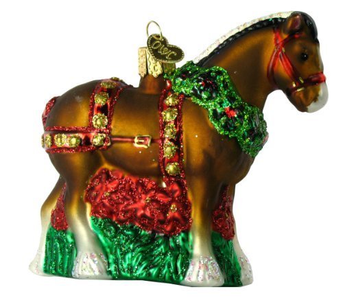 Book Cover Old World Christmas Ornaments: Holiday Clydesdale Glass Blown Ornaments for Christmas Tree