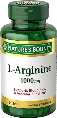 Book Cover Nature's Bounty L-Arginine 1000 mg, 50 Tablets