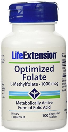 Book Cover Life Extension Optimized Folate (l-methylfolate), 1000 Mcg, Vegetarian Tablets, 100-Count