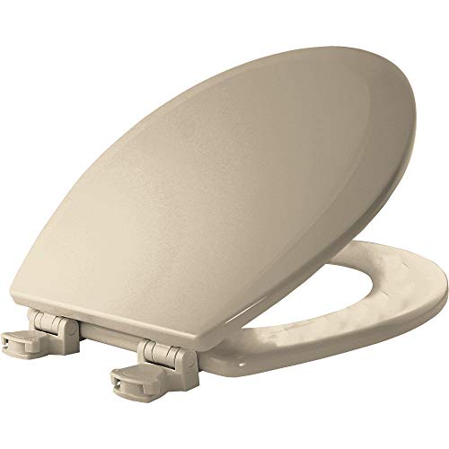 Book Cover Bemis 500EC 146 Toilet Seat with Easy Clean & Change Hinges, Almond, 1 Pack Round