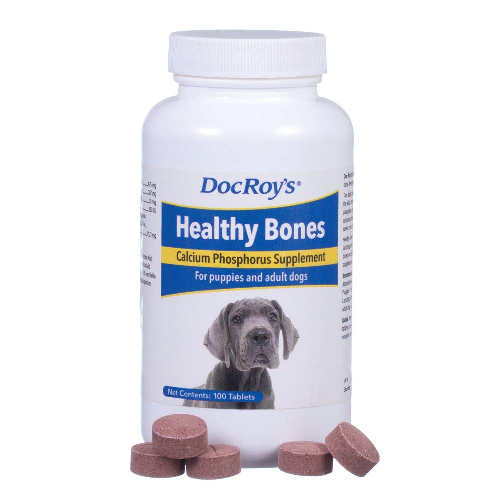 Book Cover Revival Animal Health Doc Roy's Healthy Bones - Calcium Phosphorus Supplement for Dogs & Puppies - 100ct Tablets