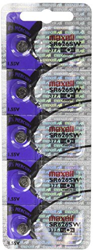 Book Cover Maxell SR626SW 377 Silver Oxide Watch Battery 5 Pack