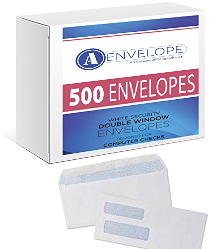 Book Cover 500 Double Window Security Gummed Check Envelopes - Compatible for QuickBooks #8900