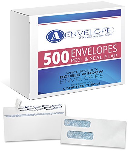 Book Cover 500 Double window security envelope Peel & Seal compatible with quickbooks checks