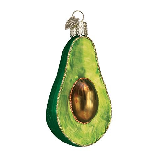 Book Cover Old World Christmas Avocado Guacamole Glass Blown Ornaments for Christmas Tree, 28059, Glitter Green, 2.75 x 3.25
