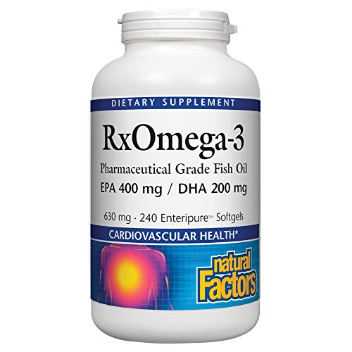 Book Cover Natural Factors - RxOmega-3 Fish Oil, Supports Brain Function and Cardiovascular Health with 400mg EPA and 200mg DHA, 240 Count
