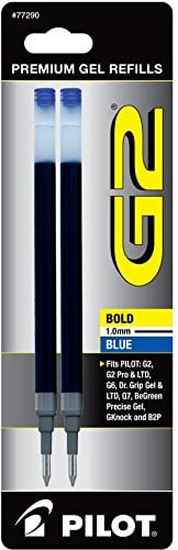 Book Cover PILOT G2 Gel Ink Refills For Rolling Ball Pens, Bold Point, Blue Ink, 2-Pack (77290)