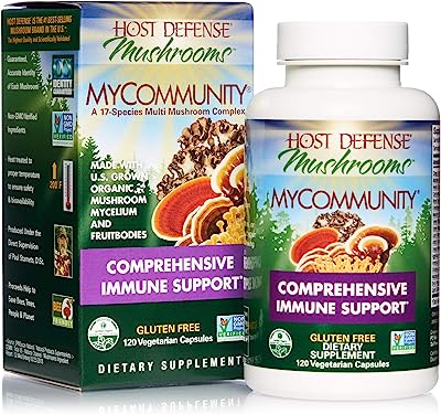 Book Cover Host Defense, MyCommunity Capsules, Advanced Immune Support, Mushroom Supplement with Lionâ€™s Mane, Reishi, Vegan, Organic, 120 Capsules (60 Servings)