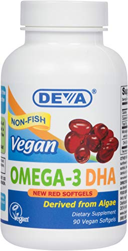 Book Cover DEVA Vegan Vitamins Vegan DHA (Algae) 200mg Vegan Softgels, 90-Count Bottle