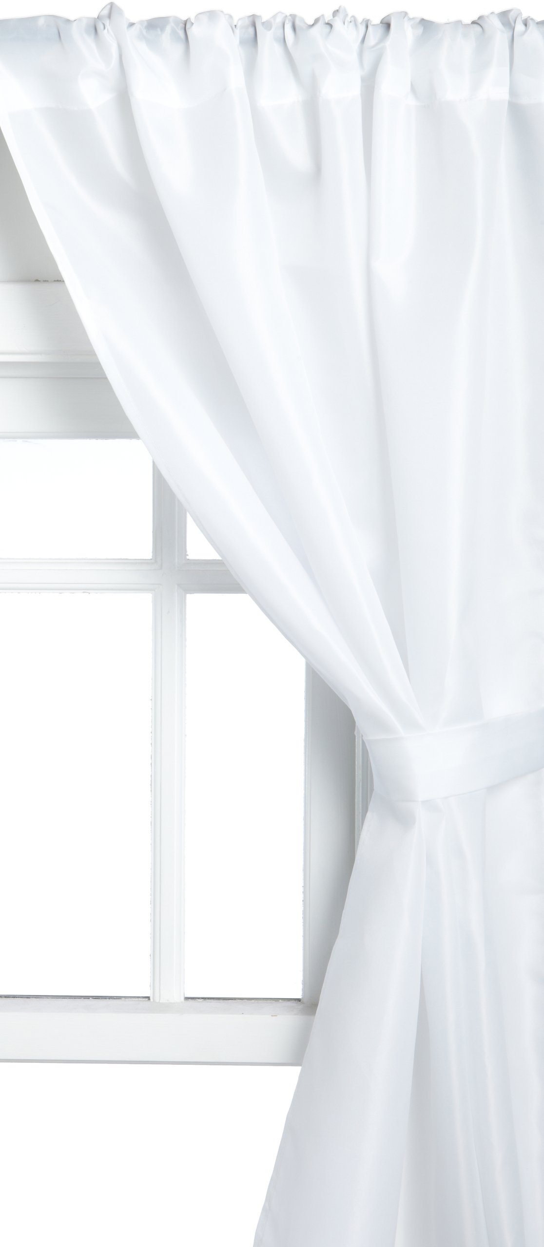 Book Cover Carnation Home Fashions Polyester Fabric Bathroom Window Curtain, White, 36''x54
