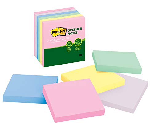 Book Cover Post-it Greener Notes, America's #1 Favorite Sticky Note, 3 in x 3 in, Helsinki Collection, 6 Pads/Pack (5416-RP-AP)