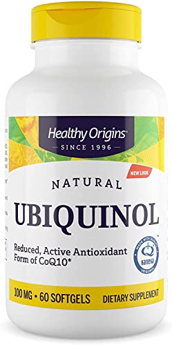 Book Cover Healthy Origins Ubiquinol (Active Form of CoQ10), 100 mg - Kaneka Ubiquinol Supplements for Heart Health & Antioxidant Support - Gluten-Free & Non-GMO Supplement - 60 Softgels