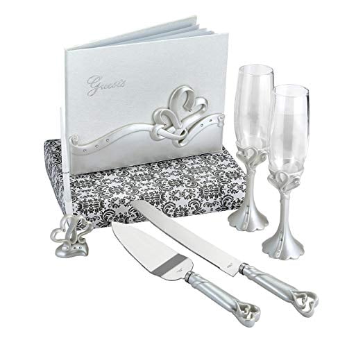 Book Cover FASHIONCRAFT Fashion Craft 2496 Interlocking Heart Themed Wedding Day Accessory Set, White