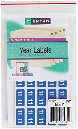 Book Cover Color Coded Label, Year 2011 (250 Per Pack)