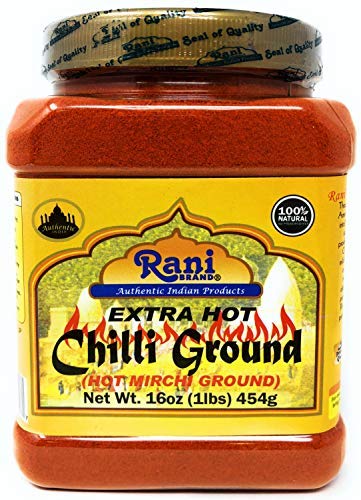 Book Cover Rani Extra Hot Chilli Powder Indian Spice 16oz (1lb) 454g PET Jar ~ All Natural | No Color added | Gluten Friendly | Vegan | NON-GMO | No Salt or fillers