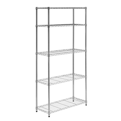 Book Cover Honey-Can-Do, 5-Tier Chrome Heavy-Duty Adjustable Shelving Unit with 200-lb Per Shelf Weight Capacity