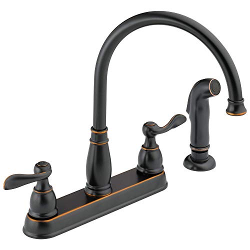 Book Cover Delta Faucet Windemere 2-Handle Kitchen Sink Faucet with Side Sprayer in Matching Finish, Oil Rubbed Bronze 21996LF-OB
