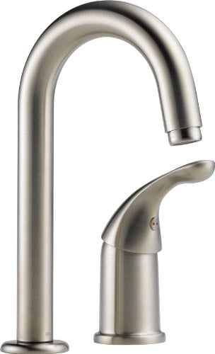 Book Cover Delta Faucet Bar Faucet Brushed Nickel, Bar Sink Faucet Single Hole, Wet Bar Faucets Single Hole, Prep Sink Faucet, Faucet for Bar Sink, Kitchen Faucet, Stainless 1903-SS-DST, 5.00 x 12.00 x 5.00 inches