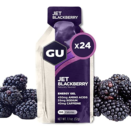 Book Cover GU ENERGY Original Sports Nutrition Energy Gel, Jet Blackberry, 24-Count