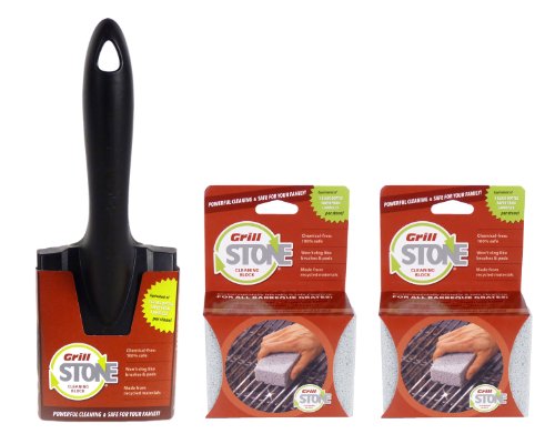 Book Cover GrillStone Grill Cleaner Starter Set, with Handle and Two Blocks