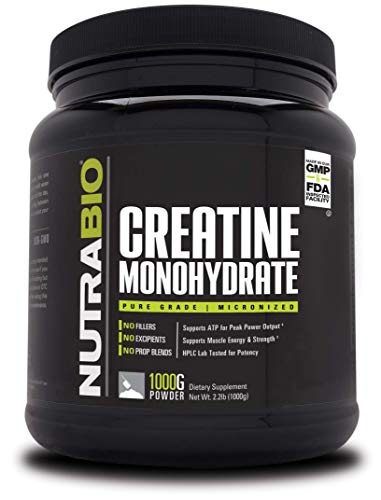 Book Cover NutraBio Creatine Monohydrate - Micronized and Pure Grade - Supports Muscle Energy and Strength - 200 Servings-(1000 Grams) - Unflavored, HPLC Tested