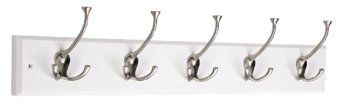 Book Cover Liberty Hardware 129848 Wall Mounted Coat Rack with 5 Decorative Hooks, 27-Inch, Satin Nickel and White