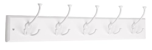 Book Cover Liberty 129850 27-Inch Hook Rail/Coat Rack with 5 Flared Top Hooks, White and White