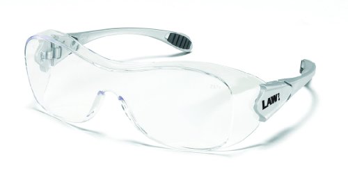 Book Cover Crews Law Over The Glass Polycarbonate Clear Anti-Fog Lens Safety Glasses with Hybrid Black Temple Sleeve