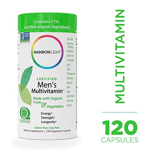 Book Cover Rainbow Light - Certified Men's Multivitamin - Certified Organic, Provides Probiotic and Antioxidant Support, Supports Energy, Liver Health, and Digestion in Men; Gluten-Free 120 Count