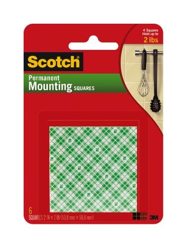 Book Cover Scotch Indoor Mounting Squares, 2-in x 2-in, White, 6-Squares (111-LRG)