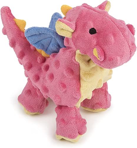 Book Cover goDog Bubble Plush Dragons Squeaky Dog Toy, Chew Guard Technology - Coral, Small