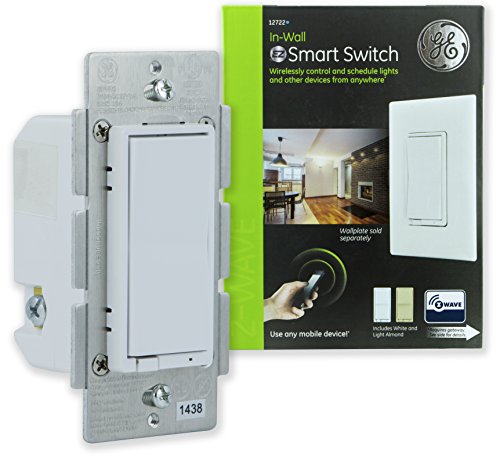 Book Cover GE Z-Wave Wireless Smart Lighting Control Light Switch, On/Off Paddle, In-Wall, White & Lt. Almond Paddles, Repeater & Range Extender, Zwave Hub Required- Works with SmartThings Wink and Alexa, 12722