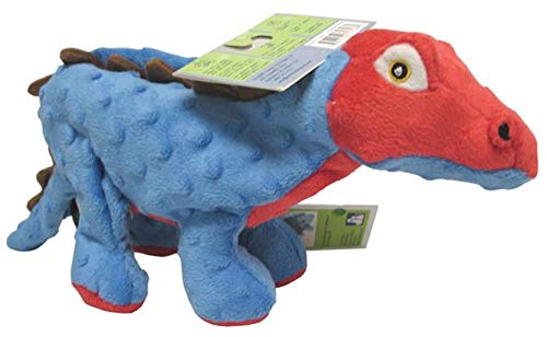 Book Cover goDog Dinos Spike With Chew Guard Technology Tough Plush Dog Toy, Blue, Large