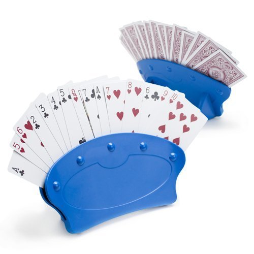 Book Cover Set of 2 Hands-Free Playing Card Holders with Tabletop Stand | Holds Up to 15 Poker Cards | For Kids, Little Hands & Arthritis