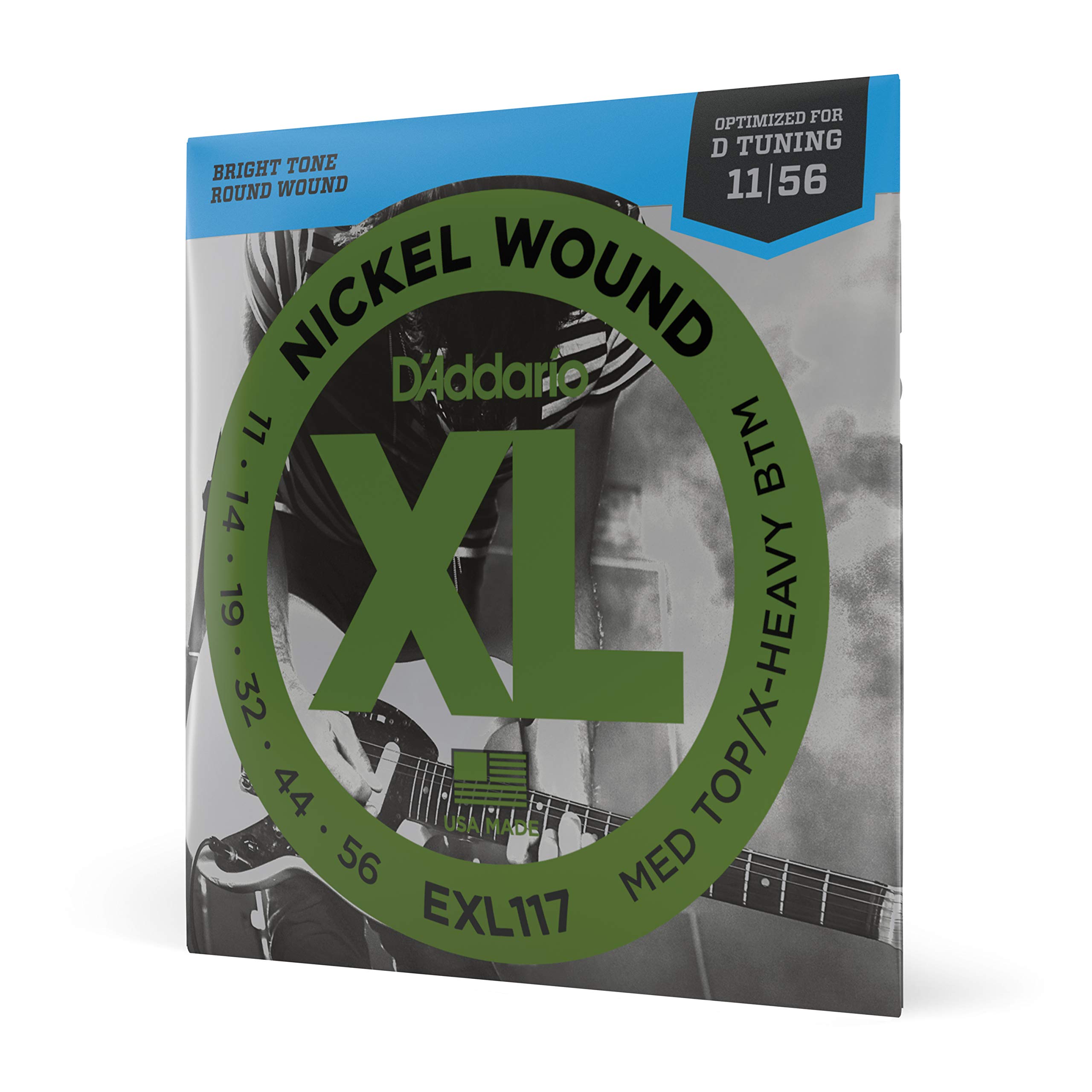 Book Cover D'Addario Guitar Strings - XL Nickel Electric Guitar Strings - EXL117 - Perfect Intonation, Consistent Feel, Reliable Durability - For 6 String Guitars - 11-56 Medium Top/Extra Heavy Bottom Med. Top/X-Hvy. Bottom, 11-56 1-Pack