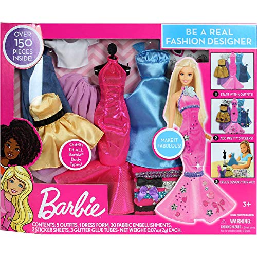 Book Cover Barbie Be a Fashion Designer Doll Dress Up Kit, 5 Outfits