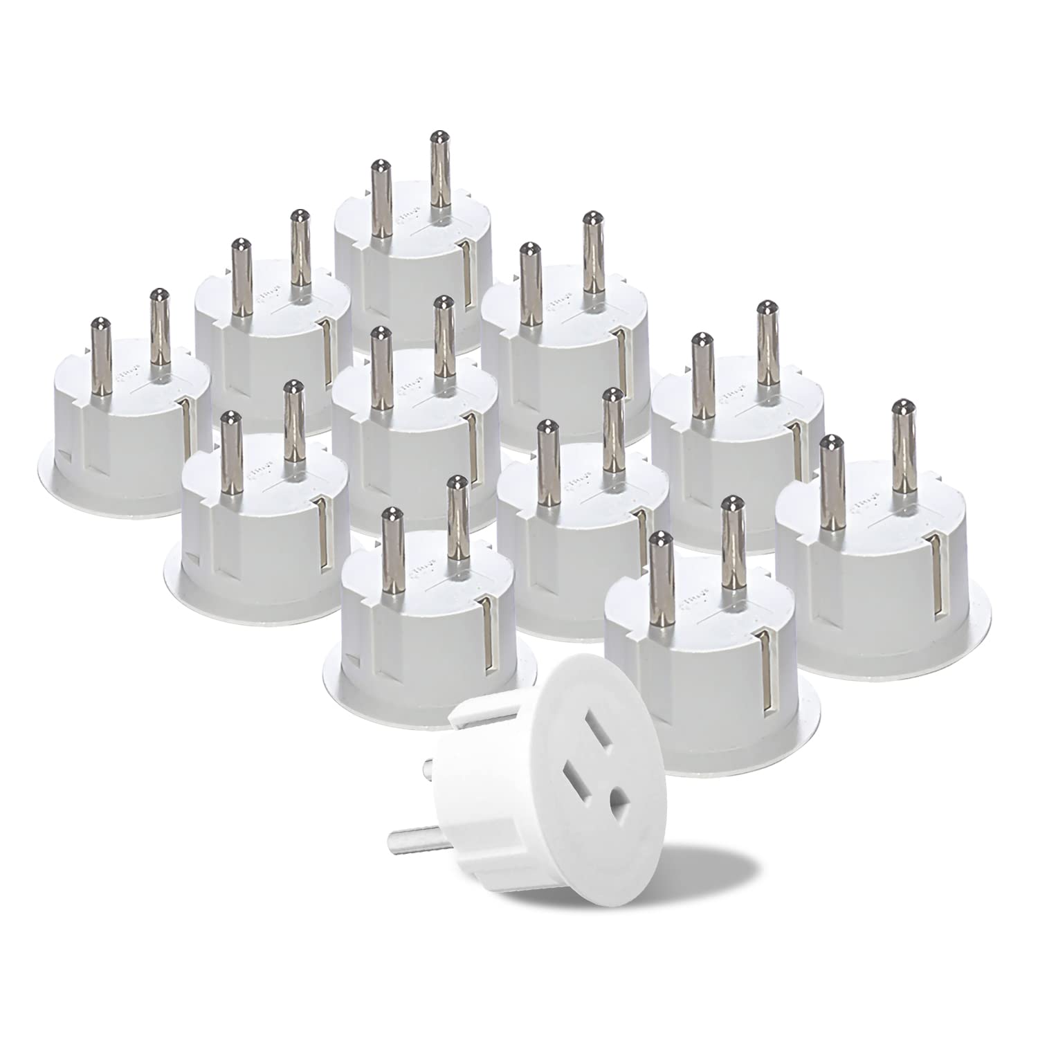 Book Cover OREI American USA To European Schuko Germany Plug Adapters CE Certified Heavy Duty - 12 Pack