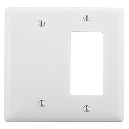 Book Cover Bryant Electric NP1326W 2-Gang 1 Decorator/GFCI 1 Blank Wall Plate, White by Bryant Electric