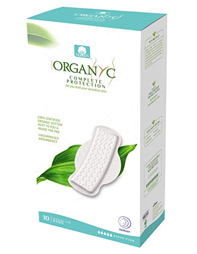 Book Cover Organyc 100% Certified Organic Cotton Feminine Pads ââ‚¬â€œ Menstrual Pad with Wings, Super Flow 10 Count (Pack of 2)