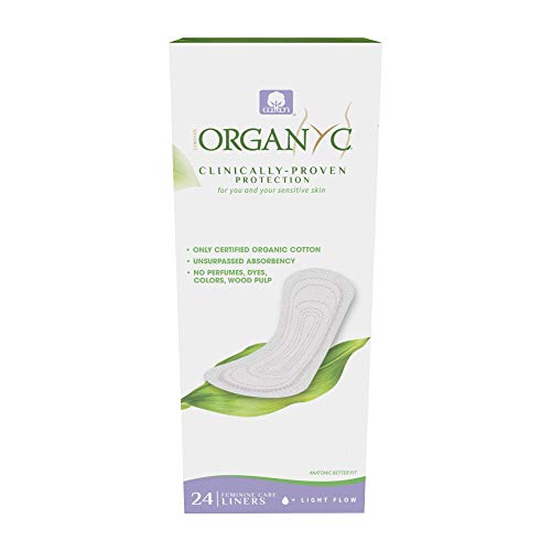 Book Cover Organyc Hypoallergenic 100% Organic Cotton Panty Liners, Flat, 24-Count Boxes (Pack Of 2)