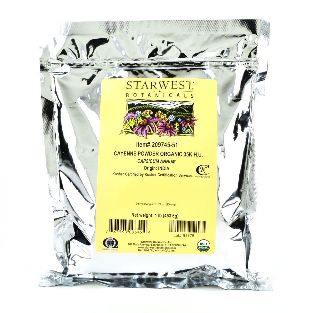 Book Cover Starwest Botanicals Organic Cayenne Pepper Powder 35,000 SHU, 1 Pound (Pack of 1)