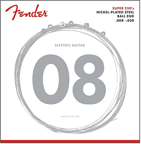Book Cover Fender Super 250 Electric Guitar Strings, Nickel Plated Steel, Ball End, 250XS .008-.038