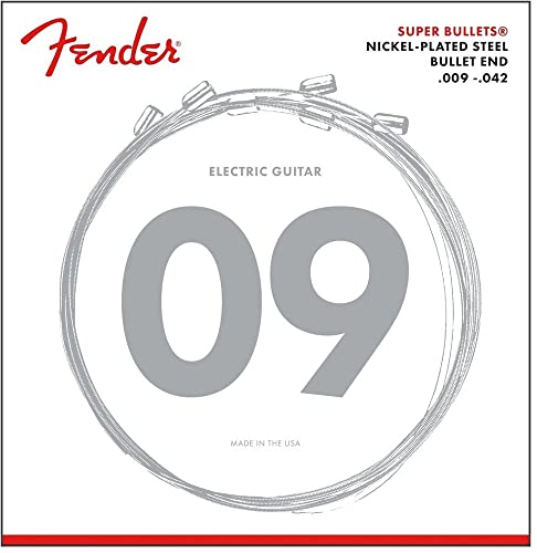 Book Cover Fender Super 3250 Bullet Electric Guitar Strings, Nickel Plated Steel, Bullet End, 3250L .009-.042