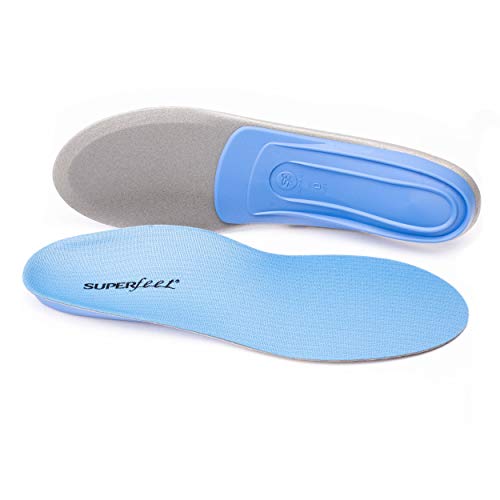 Book Cover Superfeet BLUE Insoles, Professional-Grade Orthotic Shoe Inserts for Medium Thickness and Arch, Unisex, Blue