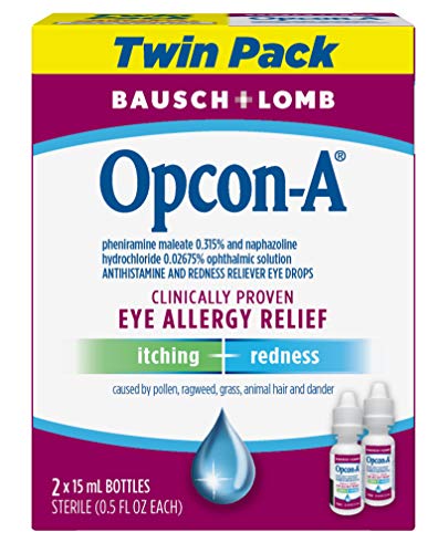Book Cover Allergy Eye Drops by Bausch & Lomb, for Itch & Redness Relief, 15 mL (Pack of 2), Packaging May Vary