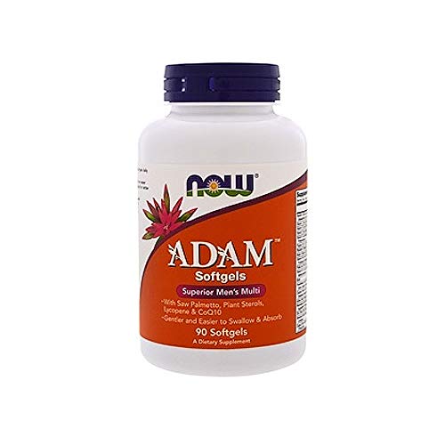 Book Cover NOW Supplements, ADAMTM Men's Multivitamin with Saw Palmetto, Plant Sterols, Lycopene & CoQ10, 90 Softgels