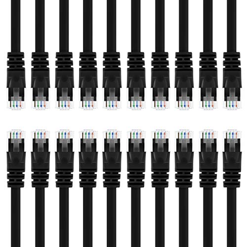 Book Cover GearIT 20-Pack, Cat5e Ethernet Patch Cable 5 Feet - Snagless RJ45 Computer LAN Network Cord, Black