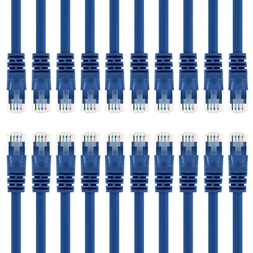 Book Cover GearIT 20-Pack, Cat5e Ethernet Patch Cable 3 Feet - Snagless RJ45 Computer LAN Network Cord, Blue