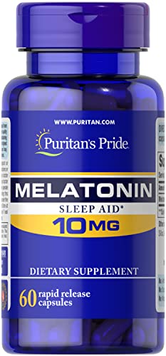 Book Cover Puritan's Pride Super Strength Melatonin 10mg Rapid Release Capsules, 60-Count